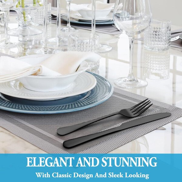 24 Pcs Silverware Set with Steak Knives Service for 4,Stainless Steel Flatware Set,Mirror Polished Cutlery Utensil Set,Home Kitchen Eating Tableware Set,Include Fork Knife Spoon Set,Dishwasher Safe - Imagen 43