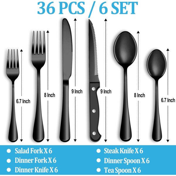 24 Pcs Silverware Set with Steak Knives Service for 4,Stainless Steel Flatware Set,Mirror Polished Cutlery Utensil Set,Home Kitchen Eating Tableware Set,Include Fork Knife Spoon Set,Dishwasher Safe - Imagen 50