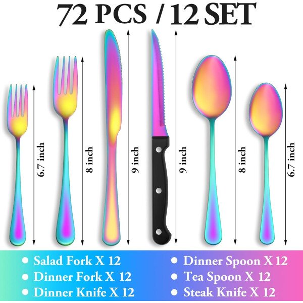 24 Pcs Silverware Set with Steak Knives Service for 4,Stainless Steel Flatware Set,Mirror Polished Cutlery Utensil Set,Home Kitchen Eating Tableware Set,Include Fork Knife Spoon Set,Dishwasher Safe - Imagen 51