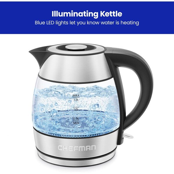 Chefman Hervidor eléctrico de cuello de cisne, hervidor de té de 0.8 L para café y té, operación con un solo toque, protección para hervir, apagado automático, caldera de agua caliente ultrarrápida, - Imagen 12