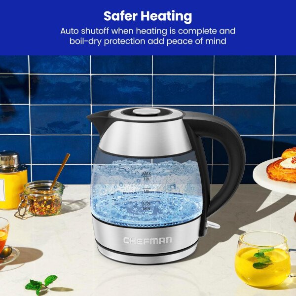 Chefman Hervidor eléctrico de cuello de cisne, hervidor de té de 0.8 L para café y té, operación con un solo toque, protección para hervir, apagado automático, caldera de agua caliente ultrarrápida, - Imagen 13