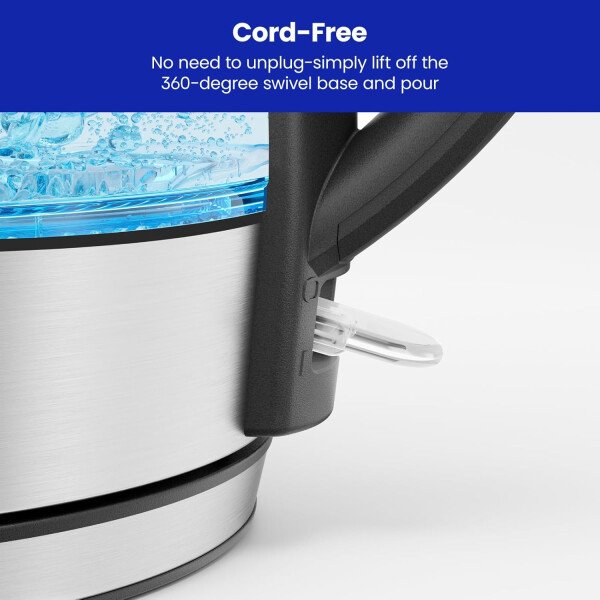 Chefman Hervidor eléctrico de cuello de cisne, hervidor de té de 0.8 L para café y té, operación con un solo toque, protección para hervir, apagado automático, caldera de agua caliente ultrarrápida, - Imagen 14