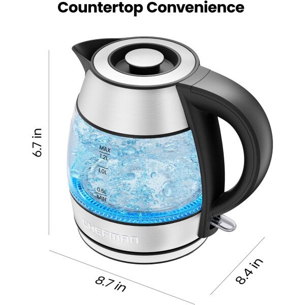Chefman Hervidor eléctrico de cuello de cisne, hervidor de té de 0.8 L para café y té, operación con un solo toque, protección para hervir, apagado automático, caldera de agua caliente ultrarrápida, - Imagen 15
