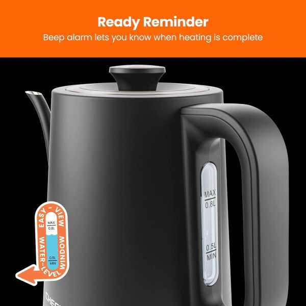 Chefman Hervidor eléctrico de cuello de cisne, hervidor de té de 0.8 L para café y té, operación con un solo toque, protección para hervir, apagado automático, caldera de agua caliente ultrarrápida, - Imagen 20