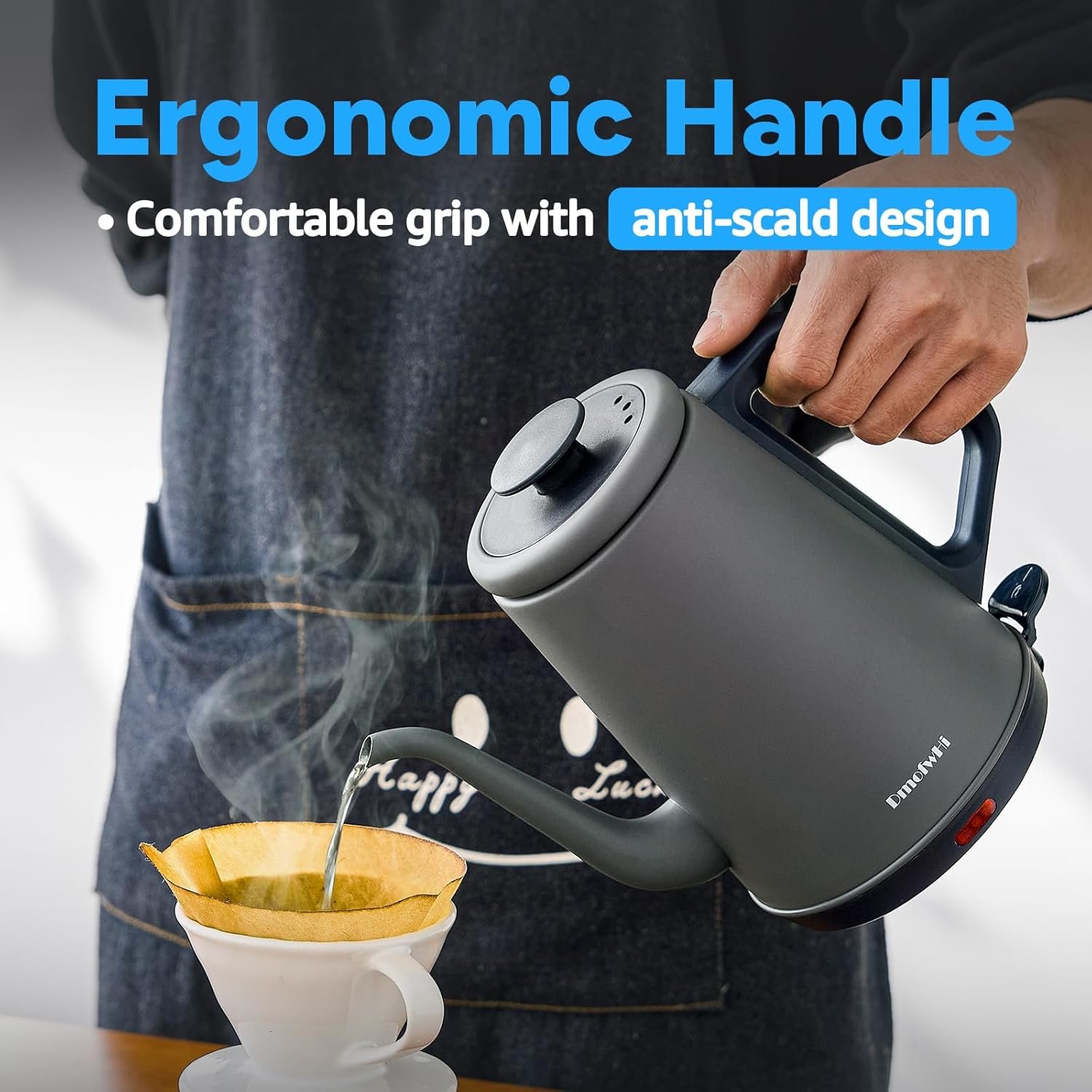 DmofwHi - Hervidor eléctrico de cuello de cisne (1.05 cuartos de galón), Hervidor de café clásico 100% de acero inoxidable y sin BPA, tetera, verde - Imagen 11