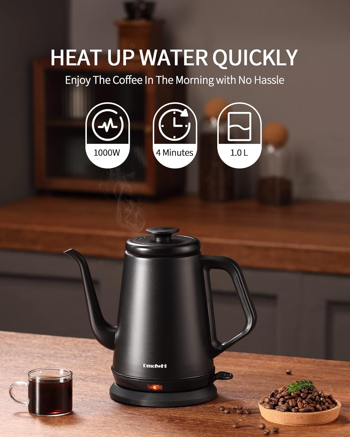 DmofwHi - Hervidor eléctrico de cuello de cisne (1.05 cuartos de galón), Hervidor de café clásico 100% de acero inoxidable y sin BPA, tetera, verde - Imagen 19