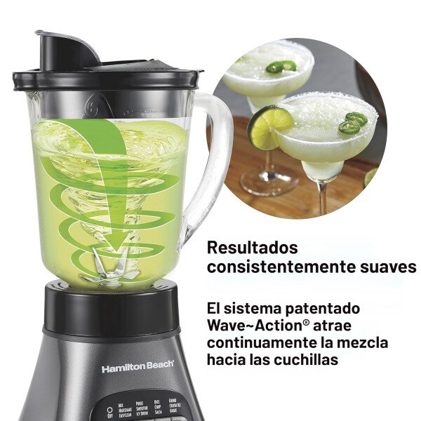 Hamilton Beach Wave trituradora Licuadora sistema con 40 oz Jar, 20 oz Single Servir blend-in Travel Jar & Chopper (58163), Gris y Negro - Image 4
