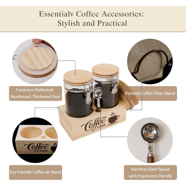 Juego de tarros de almacenamiento de vidrio elegantes con tapas herméticas de bambú, perfecto para la organización de la cocina, harina, arroz, pasta, azúcar, granos de café, accesorios incluidos - Imagen 15