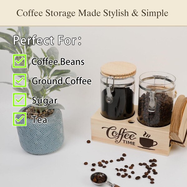 Juego de tarros de almacenamiento de vidrio elegantes con tapas herméticas de bambú, perfecto para la organización de la cocina, harina, arroz, pasta, azúcar, granos de café, accesorios incluidos - Imagen 16