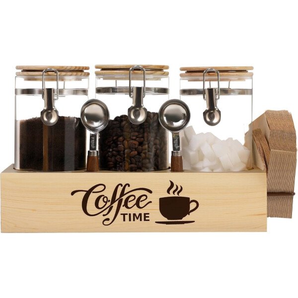 Juego de tarros de almacenamiento de vidrio elegantes con tapas herméticas de bambú, perfecto para la organización de la cocina, harina, arroz, pasta, azúcar, granos de café, accesorios incluidos - Imagen 19