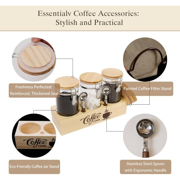 Juego de tarros de almacenamiento de vidrio elegantes con tapas herméticas de bambú, perfecto para la organización de la cocina, harina, arroz, pasta, azúcar, granos de café, accesorios incluidos - Imagen 21