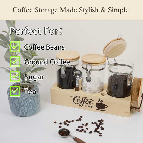Juego de tarros de almacenamiento de vidrio elegantes con tapas herméticas de bambú, perfecto para la organización de la cocina, harina, arroz, pasta, azúcar, granos de café, accesorios incluidos - Imagen 22