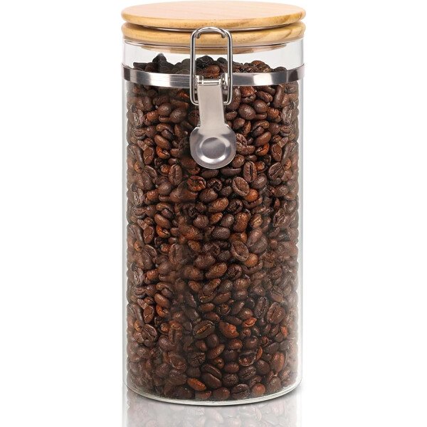 Juego de tarros de almacenamiento de vidrio elegantes con tapas herméticas de bambú, perfecto para la organización de la cocina, harina, arroz, pasta, azúcar, granos de café, accesorios incluidos - Imagen 24
