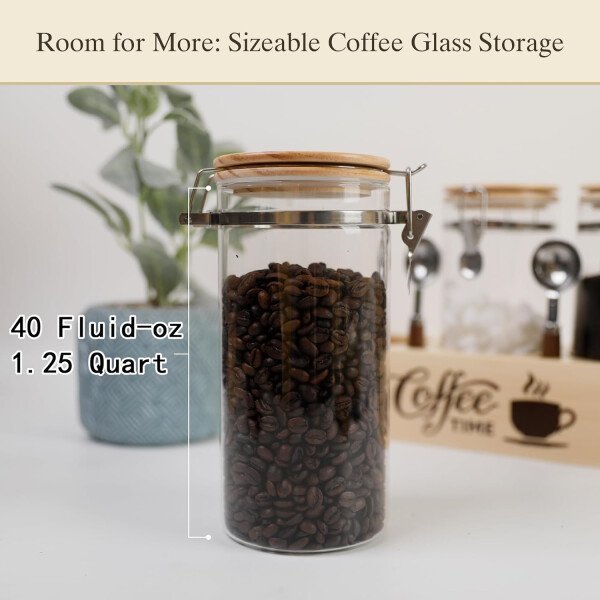 Juego de tarros de almacenamiento de vidrio elegantes con tapas herméticas de bambú, perfecto para la organización de la cocina, harina, arroz, pasta, azúcar, granos de café, accesorios incluidos - Imagen 26