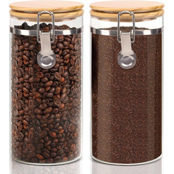 Juego de tarros de almacenamiento de vidrio elegantes con tapas herméticas de bambú, perfecto para la organización de la cocina, harina, arroz, pasta, azúcar, granos de café, accesorios incluidos - Imagen 31