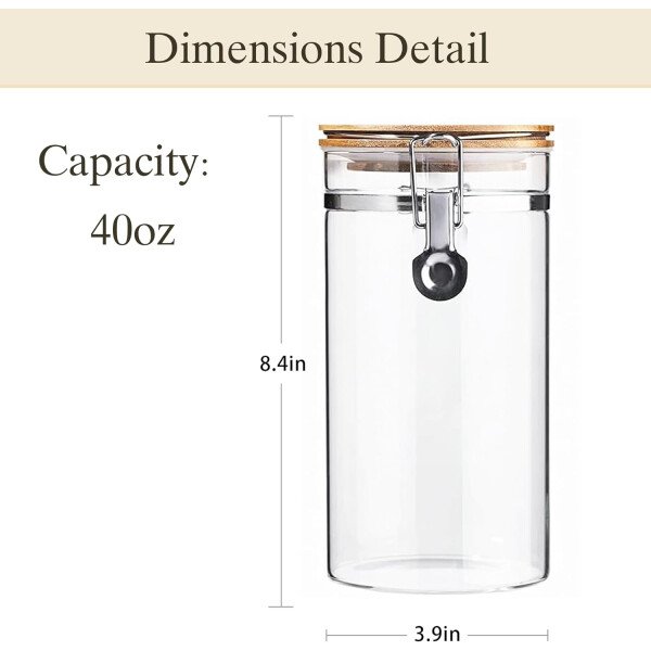 Juego de tarros de almacenamiento de vidrio elegantes con tapas herméticas de bambú, perfecto para la organización de la cocina, harina, arroz, pasta, azúcar, granos de café, accesorios incluidos - Imagen 32