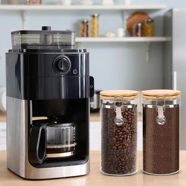Juego de tarros de almacenamiento de vidrio elegantes con tapas herméticas de bambú, perfecto para la organización de la cocina, harina, arroz, pasta, azúcar, granos de café, accesorios incluidos - Imagen 33