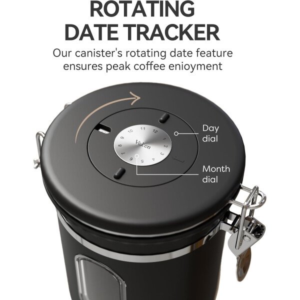 Veken Recipiente de café con ventana, recipiente hermético de acero inoxidable, organizador de almacenamiento de alimentos para la cocina del hogar, para suelo, frijoles, espresso, arroz, té, azúcar - Image 11
