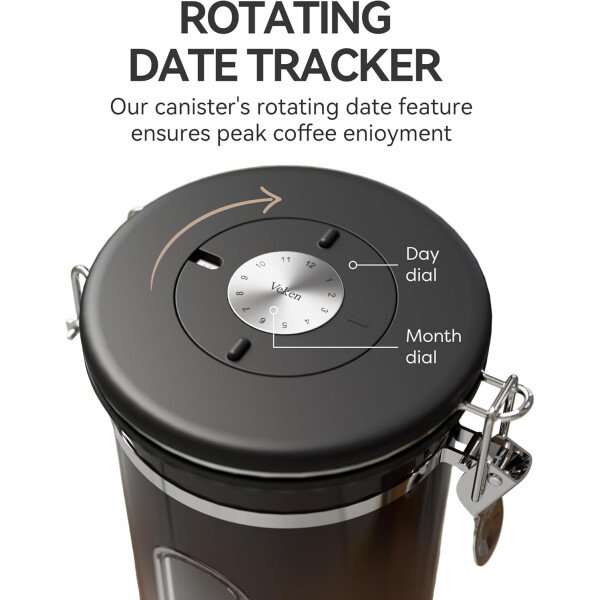 Veken Recipiente de café con ventana, recipiente hermético de acero inoxidable, organizador de almacenamiento de alimentos para la cocina del hogar, para suelo, frijoles, espresso, arroz, té, azúcar - Image 19