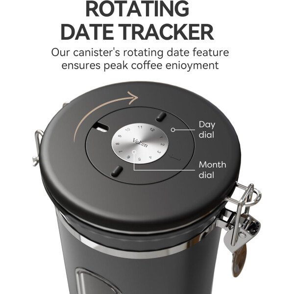 Veken Recipiente de café con ventana, recipiente hermético de acero inoxidable, organizador de almacenamiento de alimentos para la cocina del hogar, para suelo, frijoles, espresso, arroz, té, azúcar - Image 31