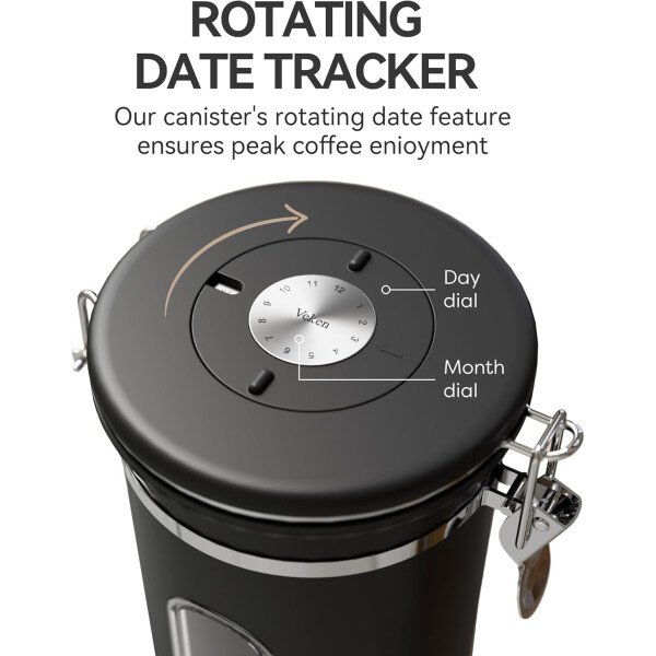 Veken Recipiente de café con ventana, recipiente hermético de acero inoxidable, organizador de almacenamiento de alimentos para la cocina del hogar, para suelo, frijoles, espresso, arroz, té, azúcar - Image 37