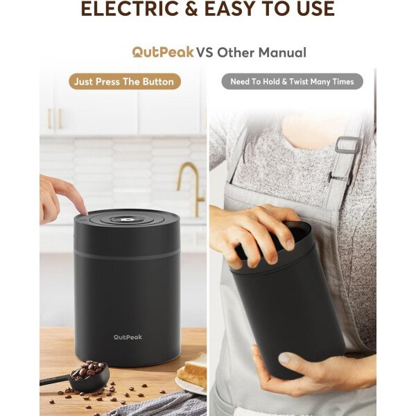 OUTPEAK Neo 2025 Kilo - Recipiente de café al vacío automático, capacidad de 1.5 litros para 17.6 onzas de granos de café, operación con un botón, recipiente de almacenamiento de café de acero - Imagen 6