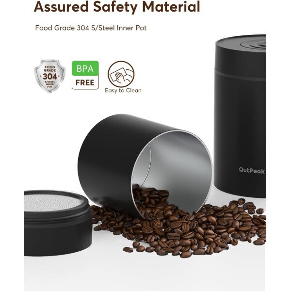 OUTPEAK Neo 2025 Kilo - Recipiente de café al vacío automático, capacidad de 1.5 litros para 17.6 onzas de granos de café, operación con un botón, recipiente de almacenamiento de café de acero - Imagen 8