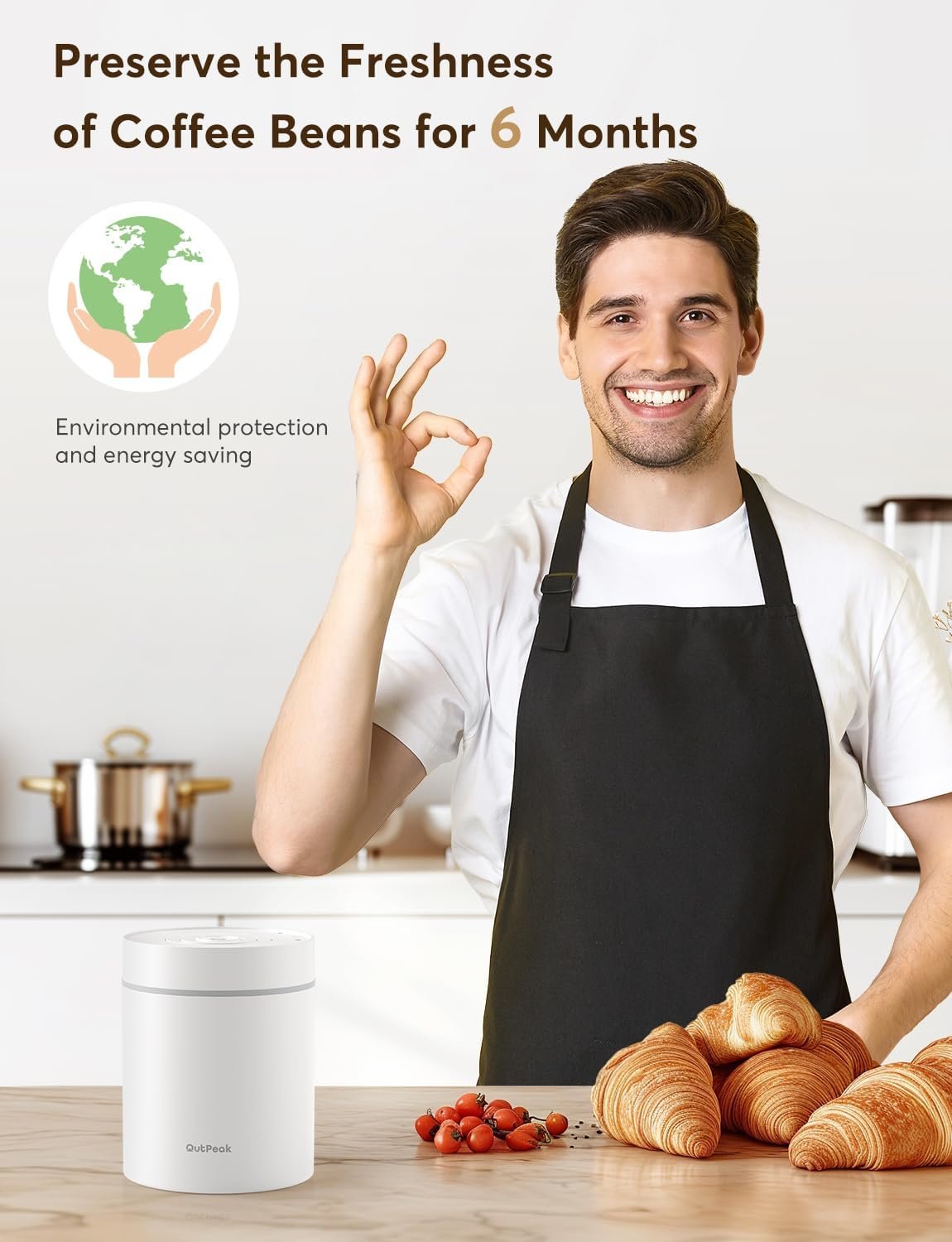 OUTPEAK Neo 2025 Kilo - Recipiente de café al vacío automático, capacidad de 1.5 litros para 17.6 onzas de granos de café, operación con un botón, recipiente de almacenamiento de café de acero - Imagen 11