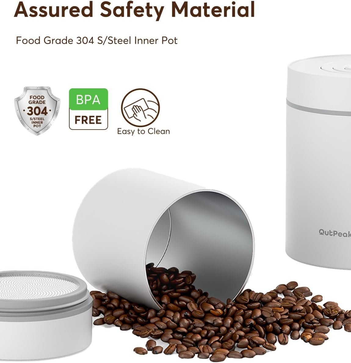OUTPEAK Neo 2025 Kilo - Recipiente de café al vacío automático, capacidad de 1.5 litros para 17.6 onzas de granos de café, operación con un botón, recipiente de almacenamiento de café de acero - Imagen 15