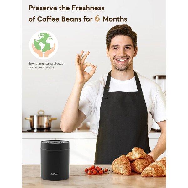 OUTPEAK Neo 2025 Kilo - Recipiente de café al vacío automático, capacidad de 1.5 litros para 17.6 onzas de granos de café, operación con un botón, recipiente de almacenamiento de café de acero - Imagen 17