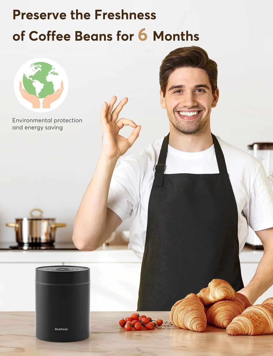 OUTPEAK Neo 2025 Kilo - Recipiente de café al vacío automático, capacidad de 1.5 litros para 17.6 onzas de granos de café, operación con un botón, recipiente de almacenamiento de café de acero - Imagen 17