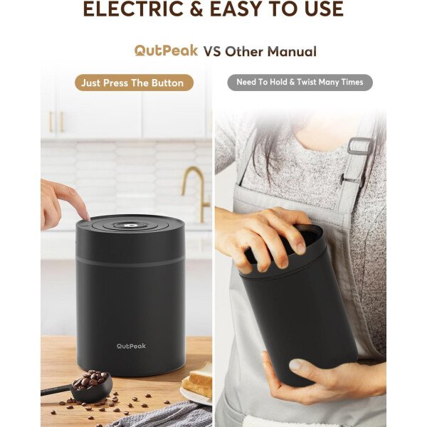 OUTPEAK Neo 2025 Kilo - Recipiente de café al vacío automático, capacidad de 1.5 litros para 17.6 onzas de granos de café, operación con un botón, recipiente de almacenamiento de café de acero - Imagen 18