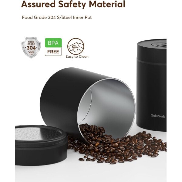 OUTPEAK Neo 2025 Kilo - Recipiente de café al vacío automático, capacidad de 1.5 litros para 17.6 onzas de granos de café, operación con un botón, recipiente de almacenamiento de café de acero - Imagen 20