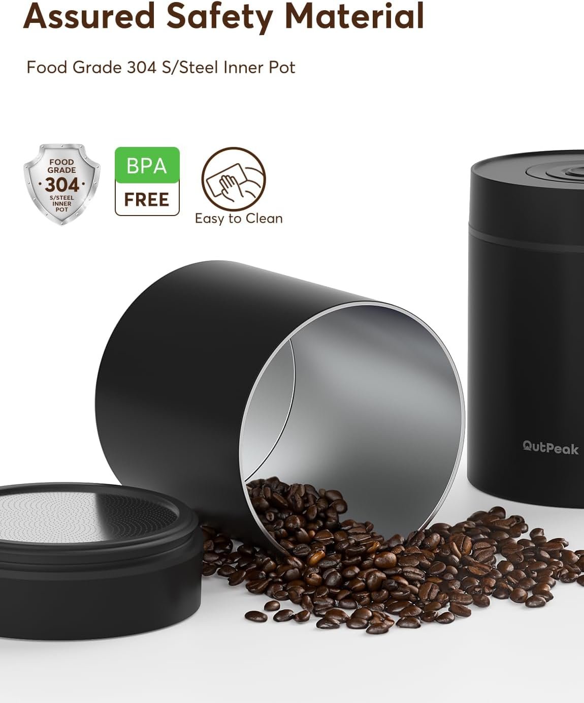 OUTPEAK Neo 2025 Kilo - Recipiente de café al vacío automático, capacidad de 1.5 litros para 17.6 onzas de granos de café, operación con un botón, recipiente de almacenamiento de café de acero - Imagen 20