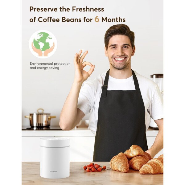 OUTPEAK Neo 2025 Kilo - Recipiente de café al vacío automático, capacidad de 1.5 litros para 17.6 onzas de granos de café, operación con un botón, recipiente de almacenamiento de café de acero - Imagen 23