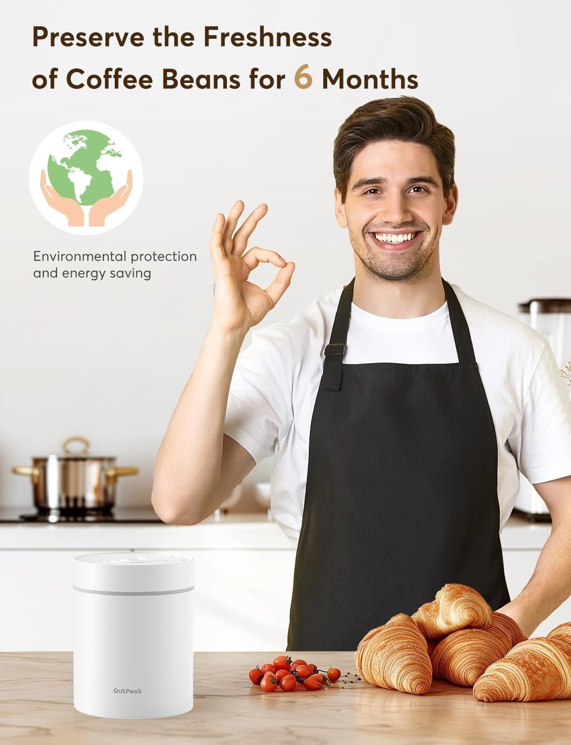 OUTPEAK Neo 2025 Kilo - Recipiente de café al vacío automático, capacidad de 1.5 litros para 17.6 onzas de granos de café, operación con un botón, recipiente de almacenamiento de café de acero - Imagen 23