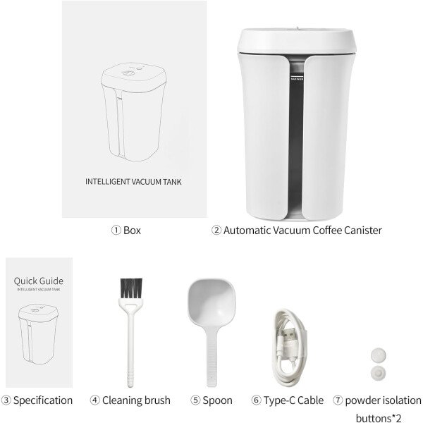 Recipiente de café al vacío y recipiente de almacenamiento de alimentos con aspiradora de un solo clic, conserva la frescura durante semanas, recipiente de vacío de café de PC de grado alimenticio de - Image 8
