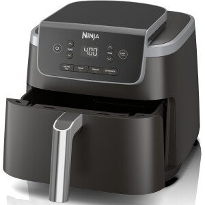 Ninja Air Fryer Pro 4 en 1 con capacidad de 5 cuartos de galón, freír al aire, asar, recalentar, deshidratar, tecnología Air Crisp con 400F para caliente, 120 voltios, cesta antiadherente y plato para