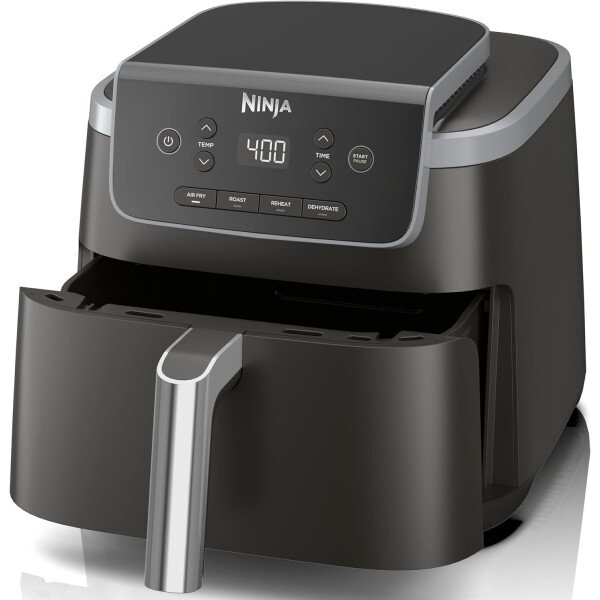 Ninja Air Fryer Pro 4 en 1 con capacidad de 5 cuartos de galón, freír al aire, asar, recalentar, deshidratar, tecnología Air Crisp con 400F para caliente, 120 voltios, cesta antiadherente y plato para