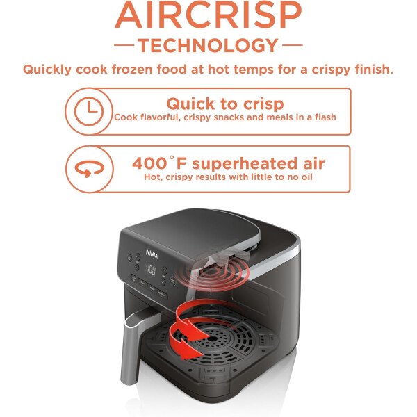 Ninja Air Fryer Pro 4 en 1 con capacidad de 5 cuartos de galón, freír al aire, asar, recalentar, deshidratar, tecnología Air Crisp con 400F para caliente, 120 voltios, cesta antiadherente y plato para - Image 2