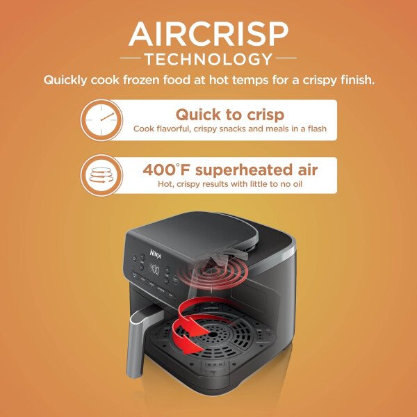 Ninja Air Fryer Pro 4 en 1 con capacidad de 5 cuartos de galón, freír al aire, asar, recalentar, deshidratar, tecnología Air Crisp con 400F para caliente, 120 voltios, cesta antiadherente y plato para - Image 22