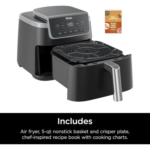Ninja Air Fryer Pro 4 en 1 con capacidad de 5 cuartos de galón, freír al aire, asar, recalentar, deshidratar, tecnología Air Crisp con 400F para caliente, 120 voltios, cesta antiadherente y plato para - Image 29