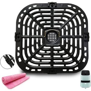 Sartén para freidora de aire para instantáneos Vortex Mini horno freidora de aire de 2 cuartos de galón, placa de parrilla de freidora de aire de primera calidad, rejilla de rejilla con pestañas de goma para instantáneos, freidora de aire de 2 cuartos de galón, antiadherente, apta para lavavajillas