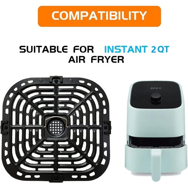 Sartén para freidora de aire para instantáneos Vortex Mini horno freidora de aire de 2 cuartos de galón, placa de parrilla de freidora de aire de primera calidad, rejilla de rejilla con pestañas de goma para instantáneos, freidora de aire de 2 cuartos de galón, antiadherente, apta para lavavajillas - Imagen 2