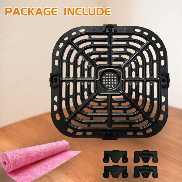 Sartén para freidora de aire para instantáneos Vortex Mini horno freidora de aire de 2 cuartos de galón, placa de parrilla de freidora de aire de primera calidad, rejilla de rejilla con pestañas de goma para instantáneos, freidora de aire de 2 cuartos de galón, antiadherente, apta para lavavajillas - Imagen 6