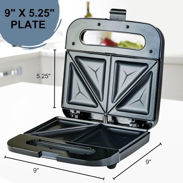 OVENTE - Sandwichera eléctrica con placas antiadherentes, luces indicadoras, asa de tacto frío, fácil de limpiar y guardar, cocina desayuno, queso a la parrilla, tostados y aperitivos, negro GPS401B - Image 6