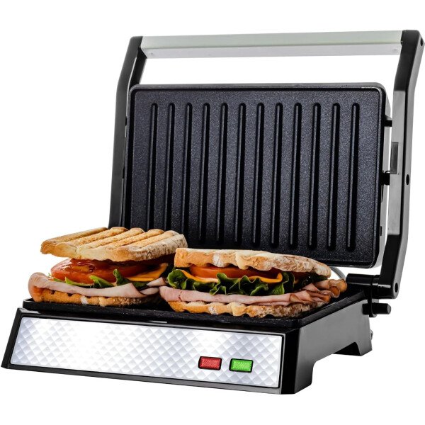 OVENTE - Sandwichera eléctrica con placas antiadherentes, luces indicadoras, asa de tacto frío, fácil de limpiar y guardar, cocina desayuno, queso a la parrilla, tostados y aperitivos, negro GPS401B - Image 10