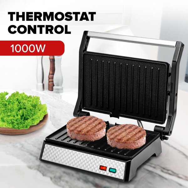 OVENTE - Sandwichera eléctrica con placas antiadherentes, luces indicadoras, asa de tacto frío, fácil de limpiar y guardar, cocina desayuno, queso a la parrilla, tostados y aperitivos, negro GPS401B - Image 11