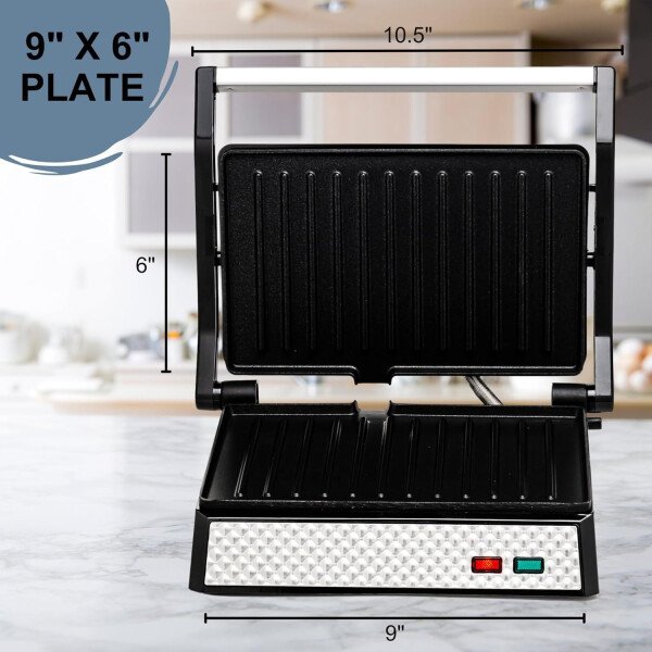 OVENTE - Sandwichera eléctrica con placas antiadherentes, luces indicadoras, asa de tacto frío, fácil de limpiar y guardar, cocina desayuno, queso a la parrilla, tostados y aperitivos, negro GPS401B - Image 15