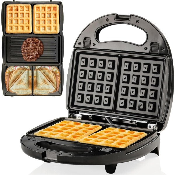 OVENTE - Sandwichera eléctrica con placas antiadherentes, luces indicadoras, asa de tacto frío, fácil de limpiar y guardar, cocina desayuno, queso a la parrilla, tostados y aperitivos, negro GPS401B - Image 17